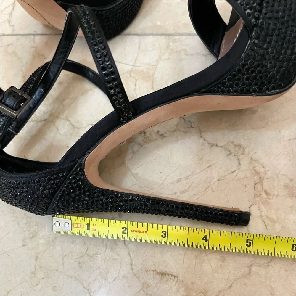 Stunning Vince Camuto Black Rhinestone Strappy Platform Heels